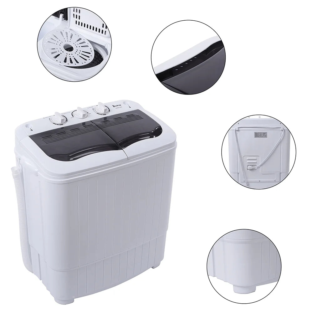 Compact Twin Tub with Built-in Drain Pump XPB35-188S 14.3(7.7 6.6)lbs Semi-automatic Gray Cover Washing Machine