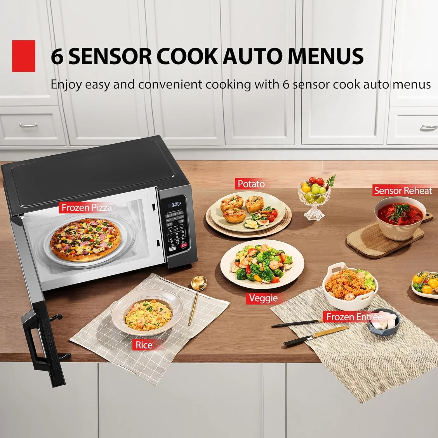 Countertop Microwave Oven 1.2 Cu Ft, 12.4 In. Removable Turntable, Silver