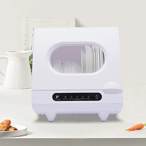 Automatic Dishwasher 360 Degree Spraying Water Deep Heating Cleaning Machine Portable Countertop Dishwasher Compact Dish Washing 5 Washing Programs Display Self-Cleaning for Small