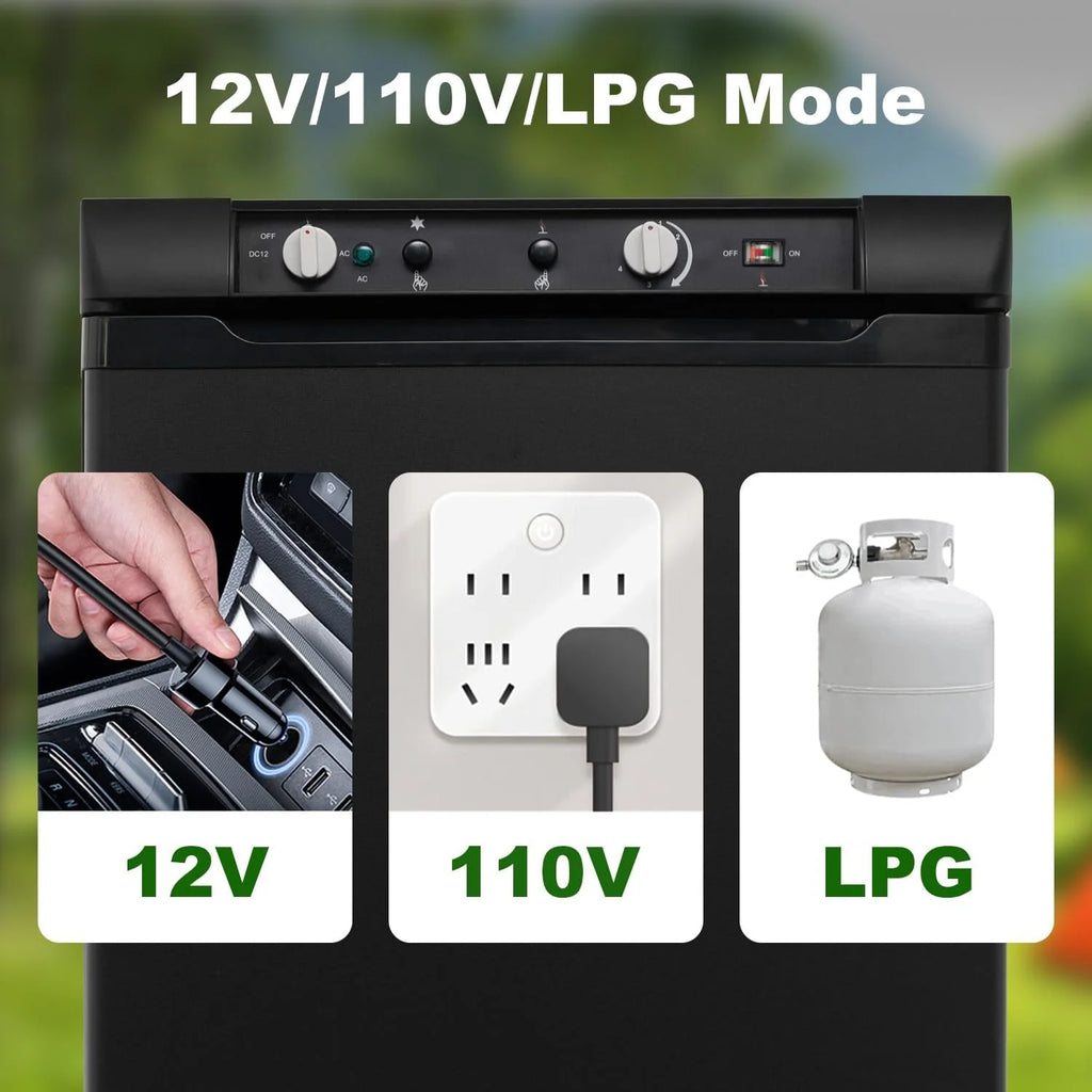 SMAD 3.5 Cu ft 3 Way Fridge Refrigerator Freezer Combo 12V/110V/LPG Camping Offgrid RV Travel Truck Outdoor