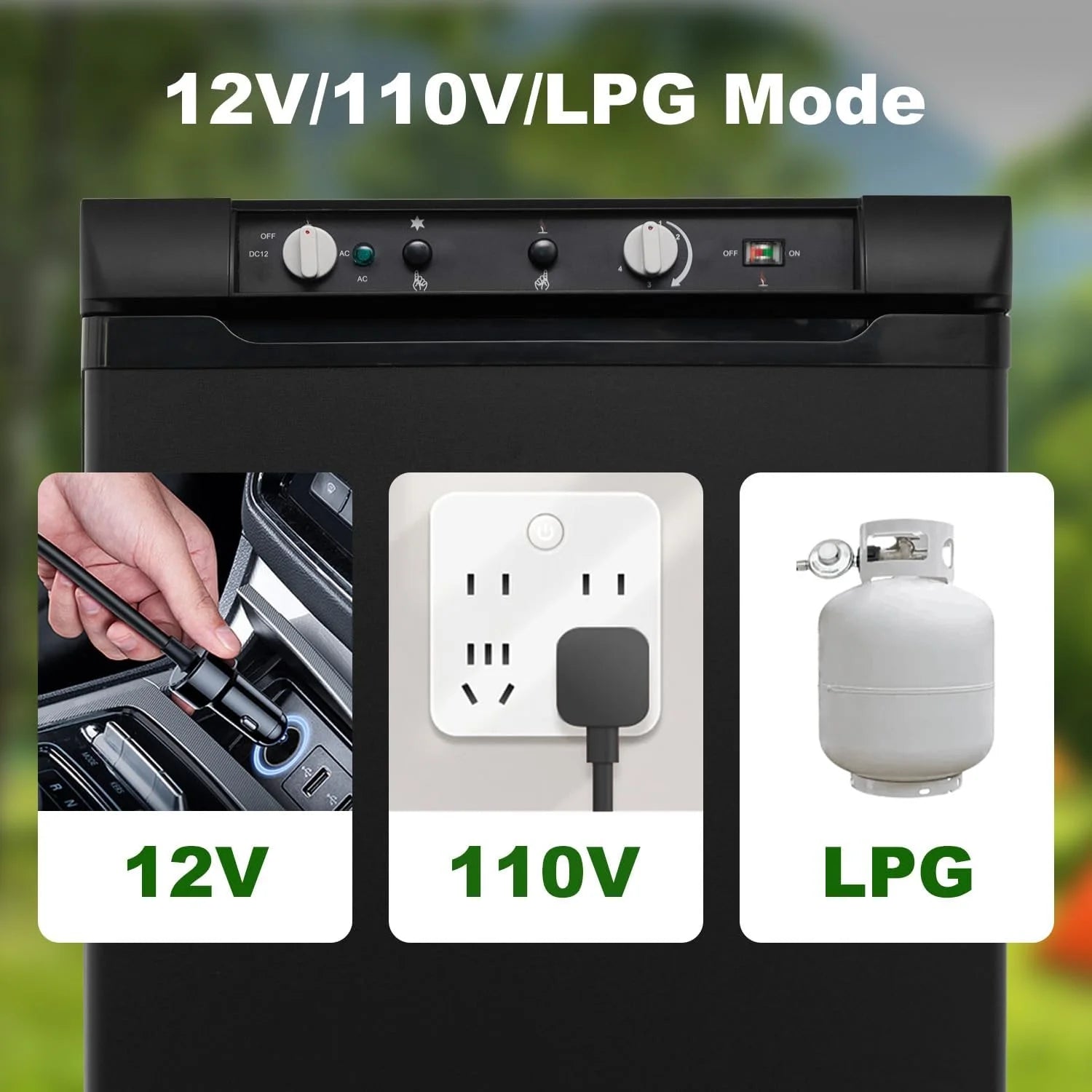 Smad Refrigerator with Freezer 3 Way Fridge Gas/12V/110V 3.5 Cu.ft Outdoor Caravan Off Grid Apartment