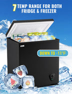WANAI 3.5 Cu.ft Chest Freezer Small Deep Freeze with 7 Gears Temp Control Office Dorm Kitchen White