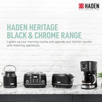 Haden Coffee Maker & Heritage 1.7 Liter Electric Kettle, Black & Chrome