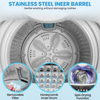 Veeboto 20lbs Fully Automatic Washing Machine, Washer Machine with 10 Wash Programs/8 Water Levels, Portable Washing Machine with LED Display & 1 Adjustable feet, White