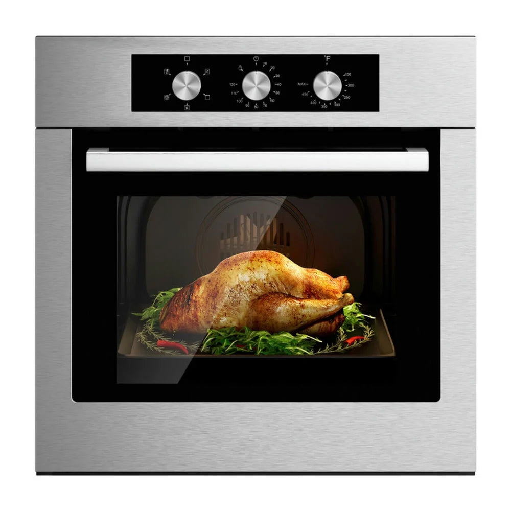 Canddidliike 24 Inch Single Wall Oven 2.47Cu.ft with 5 Cooking Modes and 360�� Hot Air Circulation, Single Wall Oven, Well-made Built-in Oven with 3-layer Tempered Glass for Indoor, Silver