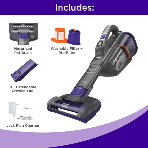 BLACK+DECKER dustbuster furbuster AdvancedClean+ Cordless Pet Handheld Vacuum, Home, Pet and Car Vacuum HHVK515JP07
