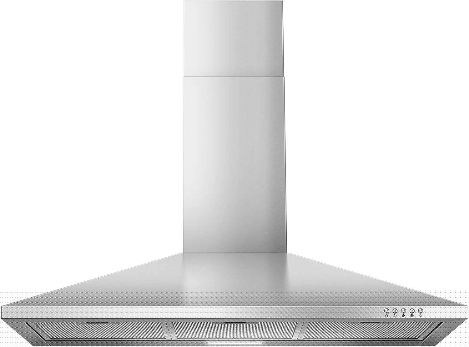 36-inch Wall Mount Range Hood 450CFM 3-Speed, Stainless Steel with LED Light, Adjustable Chimney 15.7-30.7in, Ducted/Ductless Ready, Quiet Under 55dB, 5-Layer Filters