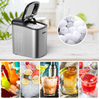 Galanz Portable Countertop Electric Maker Machine 26 lbs in 24 Hours, 9 Bullet Shaped Cubes Ready in 9 Minutes, 2 Ice Sizes, Perfect for Parties & Home Bar, 2.1 L, Retro Red