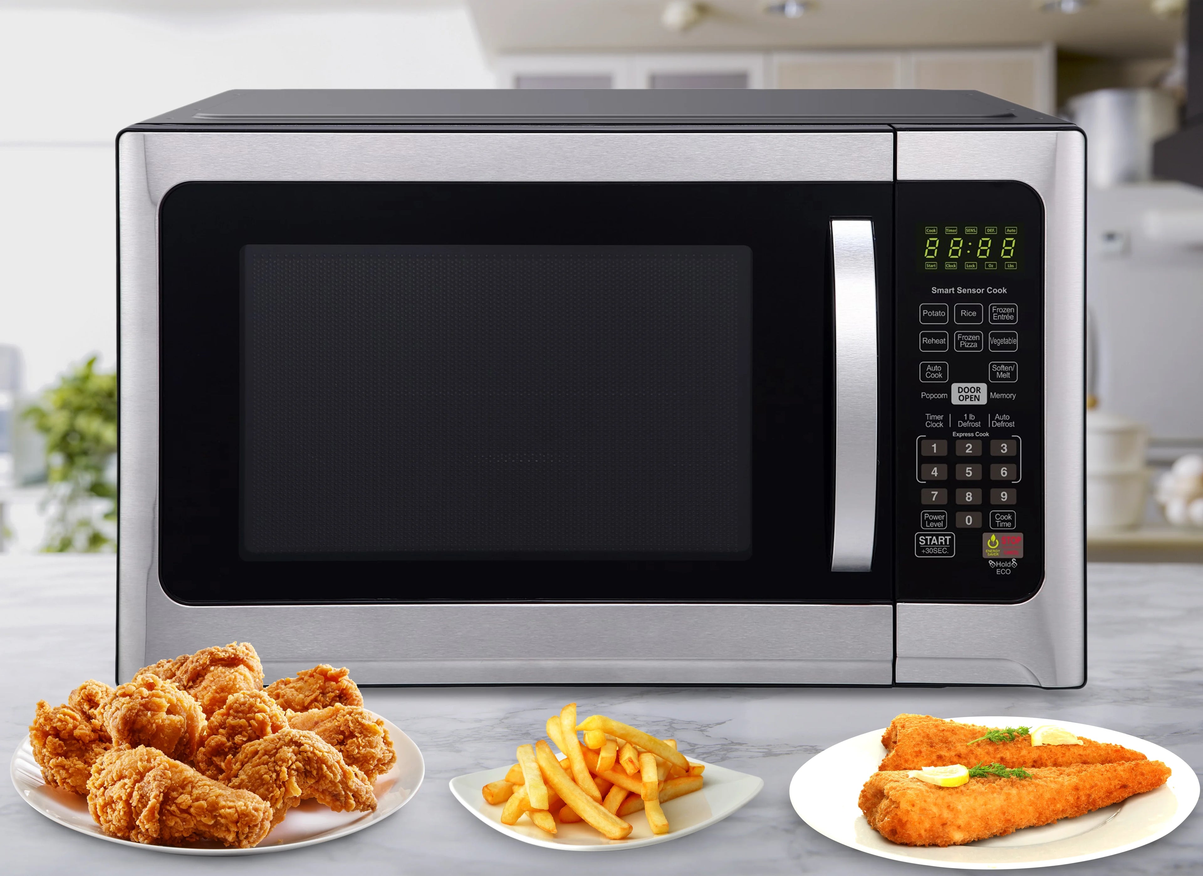 Farberware Professional 1.2 Cu. Ft. 1000-Watt Microwave Oven with Sensor Cooking, Stainless Steel/Black Body Wrap