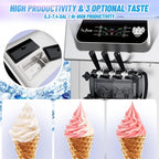 2200W Commercial Soft Ice Cream Machine 3 Flavors Clean Led Panel Perfect for Restaurants Snack Bar Supermarkets