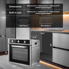 24" Single Wall Oven, Sunmaki 2.5 Cu. Ft. Built-in Electric Oven with 5 Cooking Functions, Mechanical Knobs Control