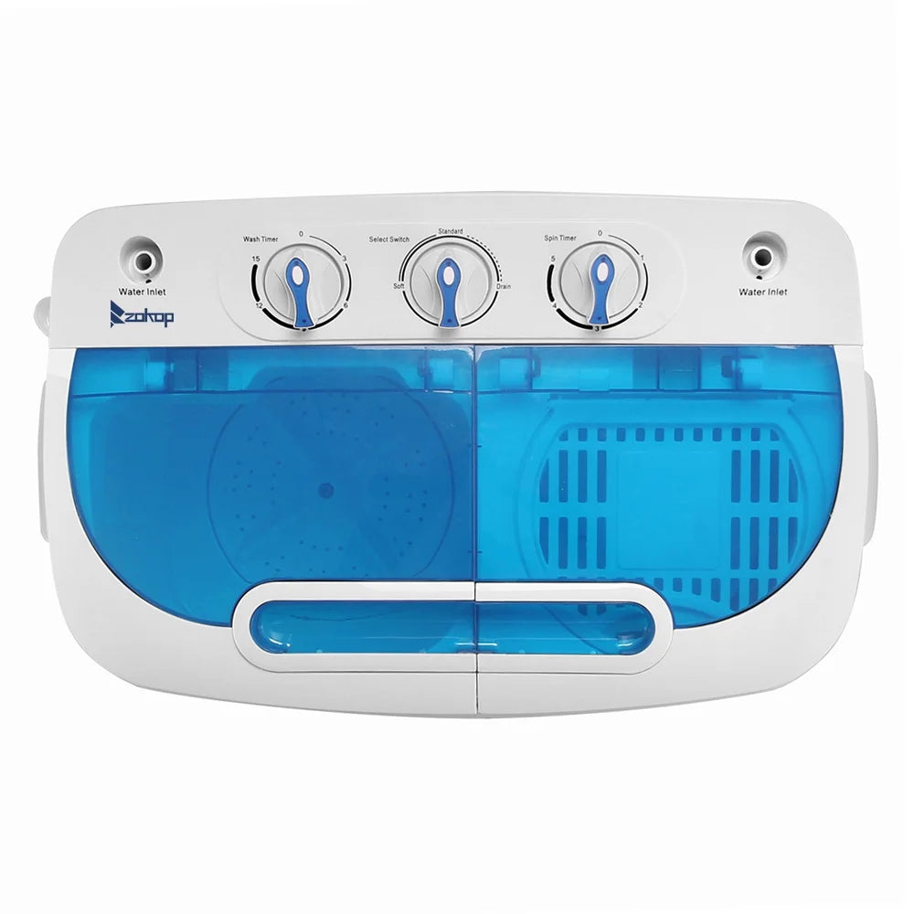 Compact Twin Tub with Built-in Drain Pump 13Lbs Semi-automatic Twin Tube Washing Machine