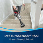 BISSELL Pet Hair Eraser Slim Corded Stick Vacuum, Carpet, Area Rugs, Hard Floor, Upholstery, Lightweight, Swivel Steering, Tangle-Free Brish Roll, 3875, Black