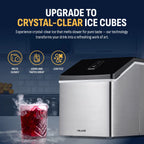 Newair Portable Countertop 40lb Clear Ice Maker Machine, Stainless Steel