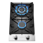 Eascookchef 2 Burners Gas Cooktop Electric Stove Oven 12 inch NG/LP Gas Stainless Flame-Out Proof