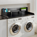 Wood 2-Tier Washer Dryer Countertop with Edge Rails, 54" W x 27.5" D Washer and Dryer Topper for Laundry Room Organization and Storage, Walnut