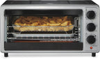 Simply-Crisp Air Fryer Toaster Oven Combo, 4-in-1 Countertop Convection Oven with Bake & Broil, Fits 6 Slices Bread or 12" Pizza, Auto Shutoff, Black