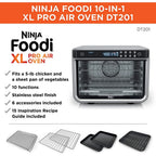 Restored Ninja DT201 Foodi 10-in-1 XL Pro Air Fry Oven, Large Countertop Convection Oven, Digital Toaster Oven, Dehydrate, Reheat, 1800 Watts, Stainless (Refurbished)