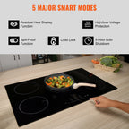 KFFKFF Induction Cooktop, 5 Heating Elements, 30'' Electric Stove, Integrated Magnetic Cooktop 9200W, 9 Heat Settings, LED Touch Display with Child Safety Lock & Overheat Protection