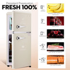 GGTB 3.0 Cu.Ft Two Door Small Refrigerator with Freezer, Compact Retro Small Refrigerator for Dorm, Office, Bar, RV, Bedroom, Blue
