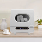 Portable Countertop Dishwasher, 1200W Mini Dishwasher with 12 Water Outlets and 360�� Spraying Cleaning, White Fully Automatic Dishwashing Machine for Homes, Dormitories, Recreational Vehicle