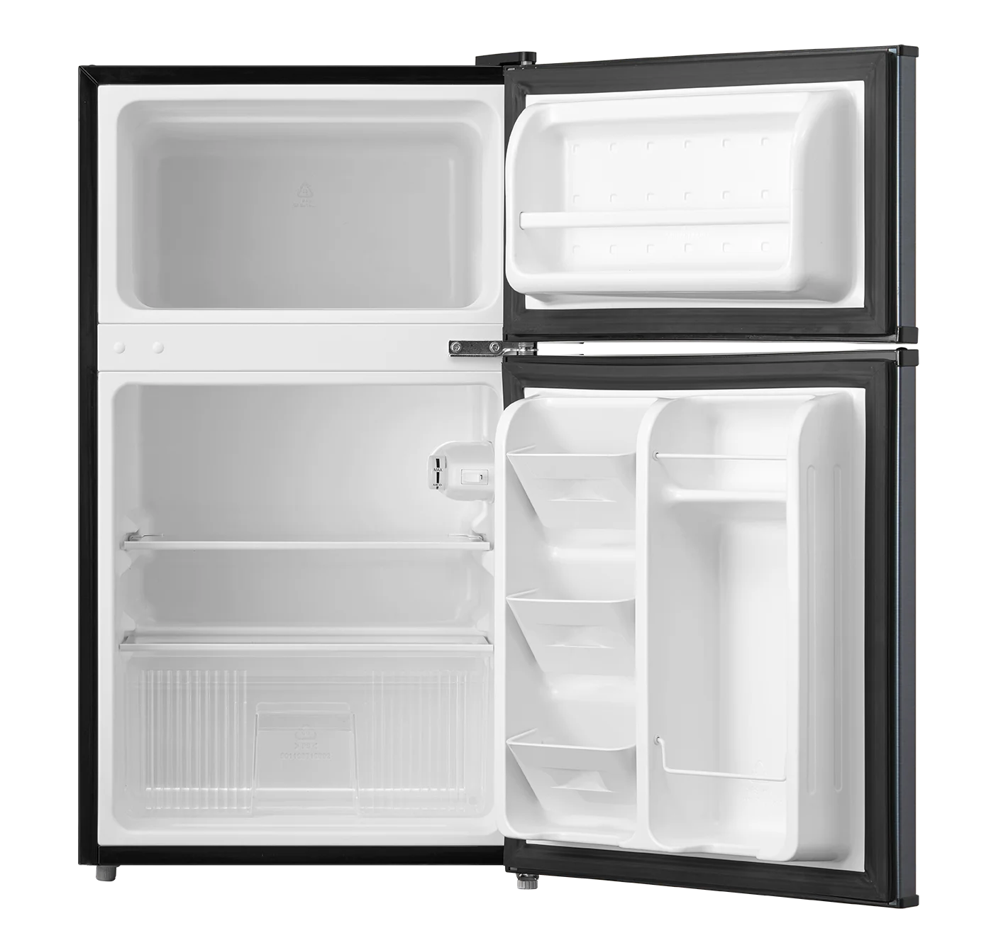 Arctic King 3.2 Cu ft Two Door Mini Fridge with Freezer, Stainless Steel, E-Star