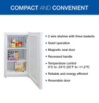 Koolatron Compact Upright Freezer, 3.1 cu ft (88L) White Manual Defrost