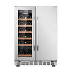 Lanbo 24 inch Dual Zone 18 Bottle Wine and 55 Can Beverage Cooler with French Door