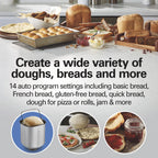 Hamilton Beach 2 lb Bread Maker Machine, Artisan Dough Bread Maker with 14 Settings, Black & Stainless Steel