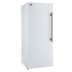 Forno Maderno 28-Inch Convertible Upright Freezer/Refrigerator in White with Antique Brass Handle, 13.6 cu.ft., Left Swing