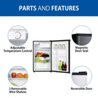 Koolatron Stainless Steel Compact Fridge with Freezer, 4.4 cu ft (124L)