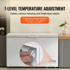 KFFKFF 12.8 Cu.ft / 345 L  Top-Open Chest Freezer with 7-SpeedTemperature Control 4 Removable Storage Baskets, Freestanding 6 Wheels