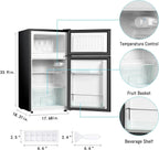 HUMSURE 3.2 Cu.Ft Pink Mini Fridge With Freezer, Compact Dorm Refrigerator, 2 Doors for Bedroom, Office, Kitchen, Apartment