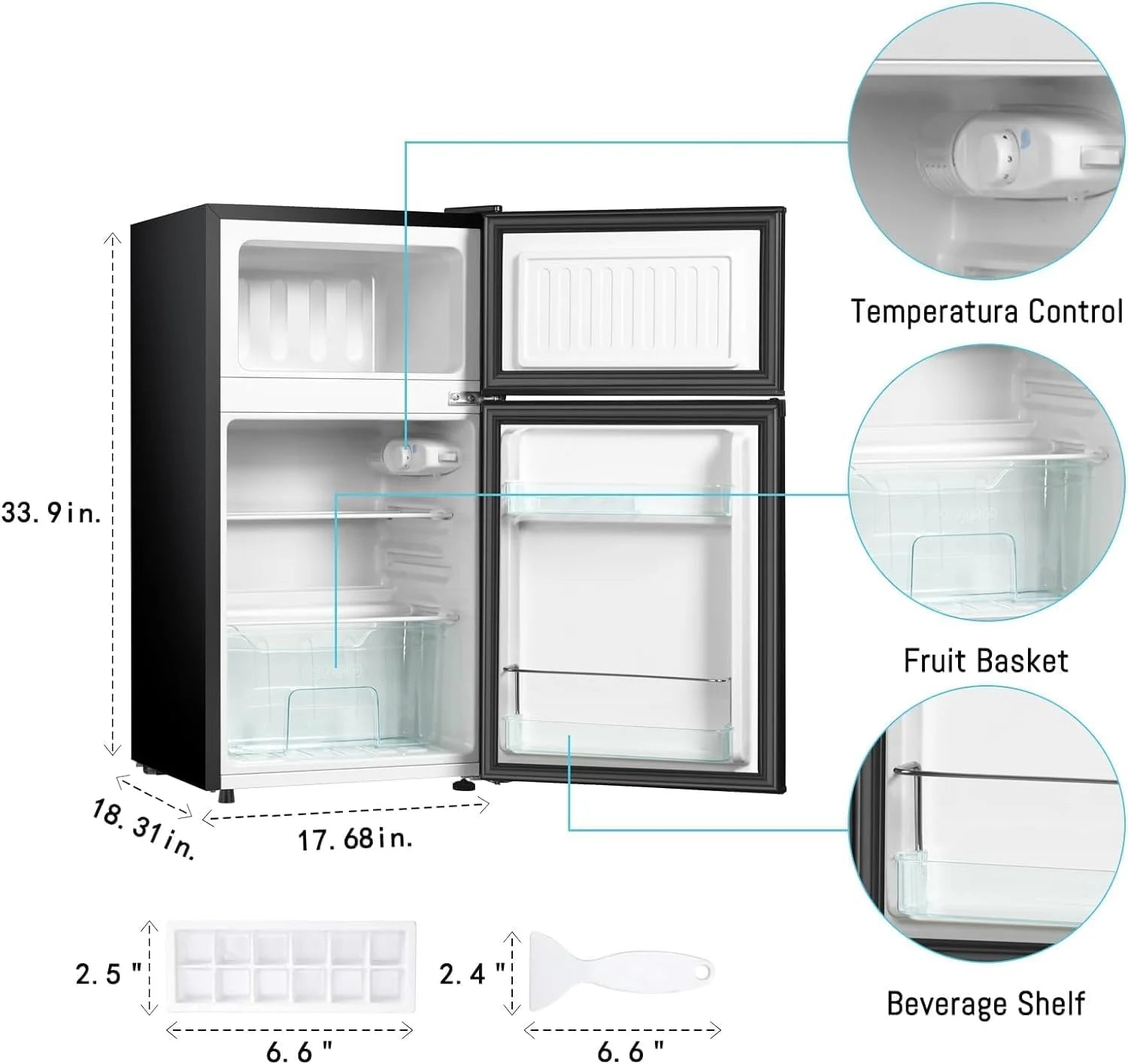 HUMSURE 3.2 Cu.Ft Pink Mini Fridge With Freezer, Compact Dorm Refrigerator, 2 Doors for Bedroom, Office, Kitchen, Apartment