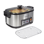 Hamilton Beach 9-in-1 Multi Cooker, 6 Qt Searing Slow Cooker, Nonstick Aluminum Crock with Removable Pot, Black