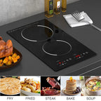 iMeshbean 12inch Electric Ceramic Cooktop 220V 3000W Electric Induction Cooktop 2 Burners Stove Top Built-In/Integrated Touch Control