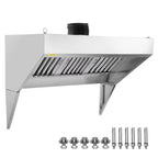 BENTISM Commercial Exhaust Hood 4ft Food Truck Hood Exhaust 201 Stainless Steel