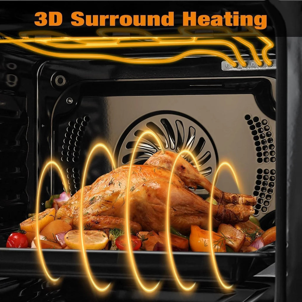 24" Built-In Electric Wall Oven with Air Fryer, 2.5 Cu.Ft Capacity, 8 Baking Modes & Steam Cooking