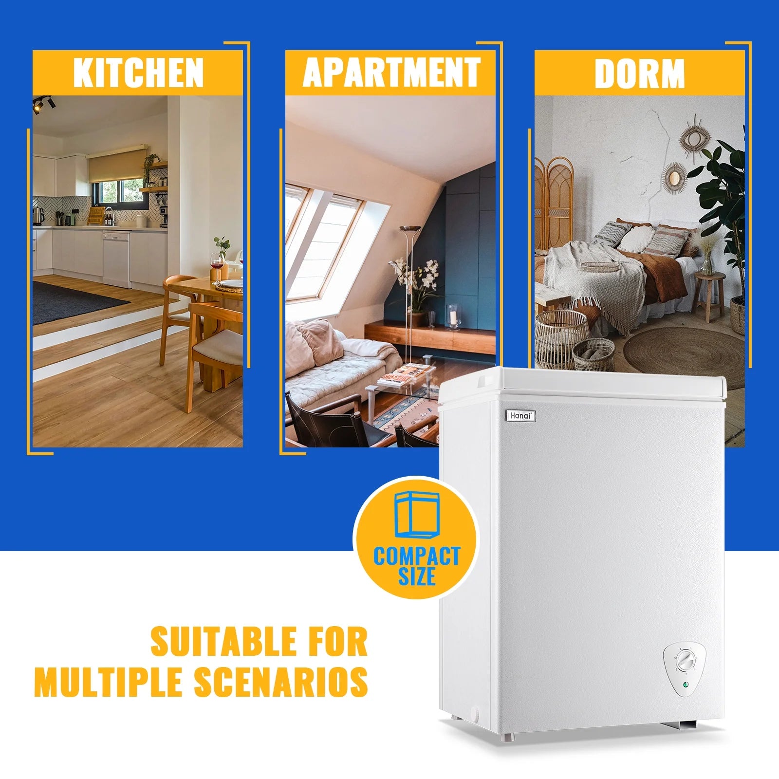 WANAI 5.0 Cu.ft Compact Freezer, Fast Cooling, Top Door Design, Energy-Efficient Deep Freezer White