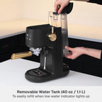 Thyme & Table Barista Mini Espresso Machine with 15-Bar Pressure and Steam Wand, Sand White