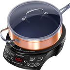 Nuwave Induction Cooktop with 4Qt Non-Stick Ceramic Pan, 3 Watt Settings 600, 900 & 1300W, 6.5a?? Heating Coil, Induction Cooktop, Cooking
