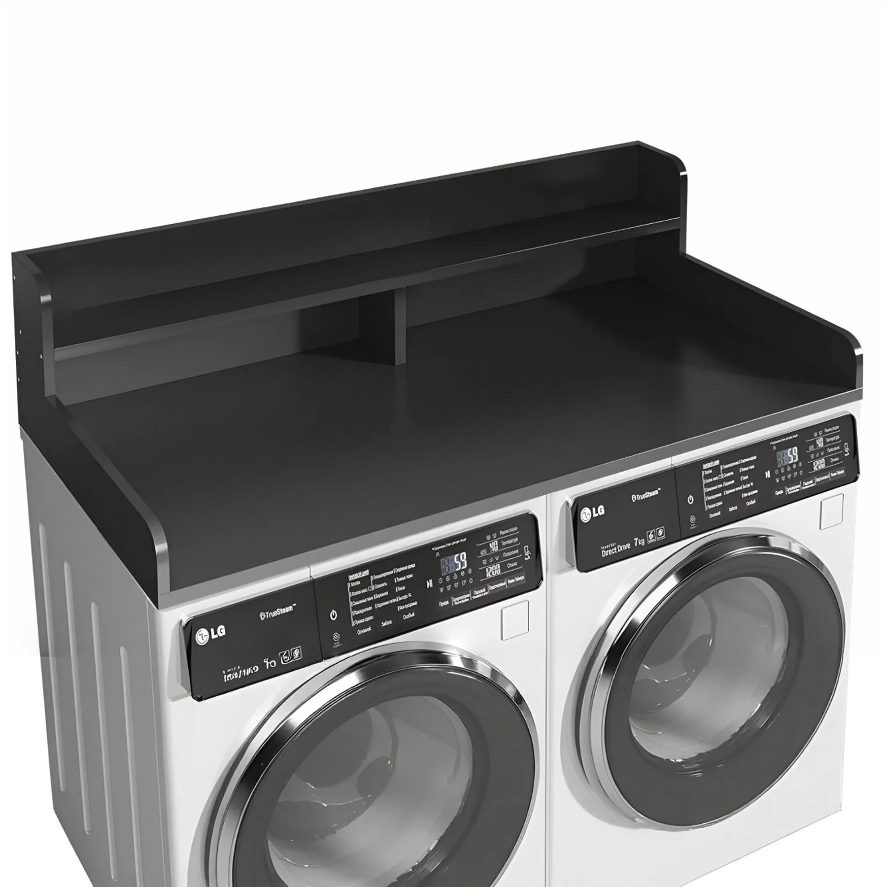 S-HOME Large Space 2-Tier Washer and Dryer Countertop with 2.75 Inch H Guard, 54 Inch W x 27.5 Inch D Topper for Laundry Room