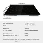 KFFKFF 4 Burner Electric Cooktop, 30'' 7500W 9 Power Settings Induction Cooktop Countertop Burner, with LED Display, Child Safety Lock & Heat Guard