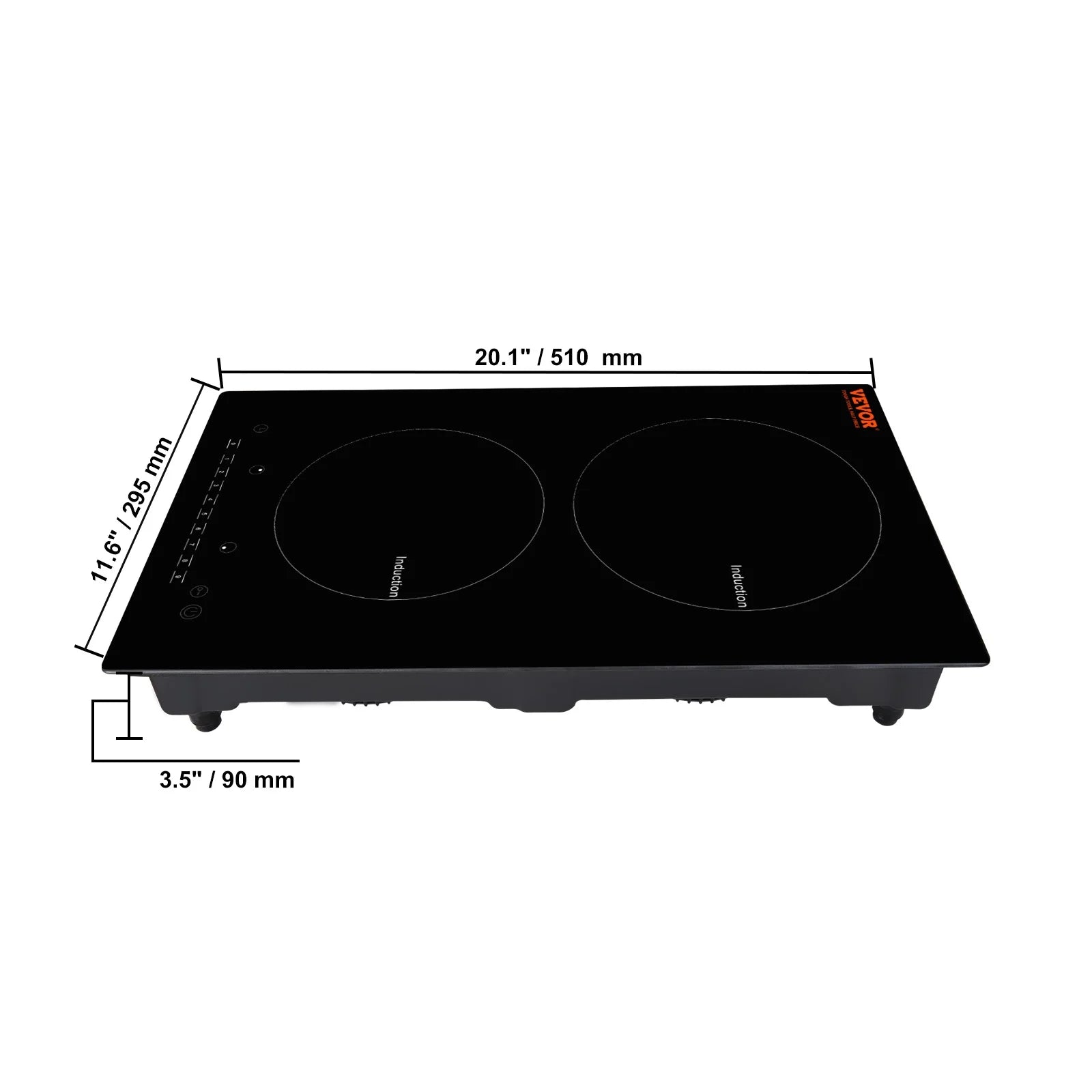 BENTISM 12 inch Electric Cooktop 2 Burners 1800W Stove Top Touch Control