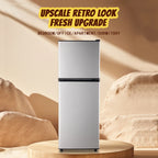Tacool Small Mini Fridge with Top Freezer Compact Refrigerator Dual Door with Adjustable Thermostat Black for Home New