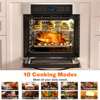Empava 24 inch Electric Single Wall Oven 10 Cooking Functions with Convection - Touch Control in Stainless Steel