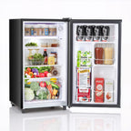 Sybels 3.2 Cu.Ft Mini Fridge with Freezer, Compact Single Door, Adjustable Thermostat & Low Noise, Perfect for Bedroom, Dorm, Office, Black