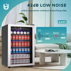 EUHOMY 145 Can Beverage Refrigerator and Mine Cooler with Glass Door with Adjustable Shelves