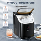 Auseo 45lbs/24H Ice Maker Countertop, 1.5+0.5L Large Water Tank, Cube Ice, Self-Cleaning,  24H Timer, Customizable Ice Making Time, Black