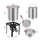30 QT Turkey Fryer Cooker Set and 10 QT Kit,Home 50,000 BTU Aluminum Turkey Deep Fryer and Propane Burner Kit, Outdoor Propane Deep Fryers Stove Burner Stand, Baskets, Marinade Injector, Thermometer
